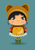 Petite fille en bonnet d'ours adorable